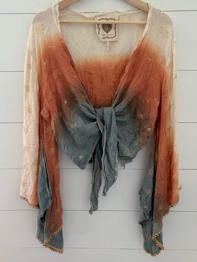 Z&L Europe Boho Ombré Tie-Front Crop Top